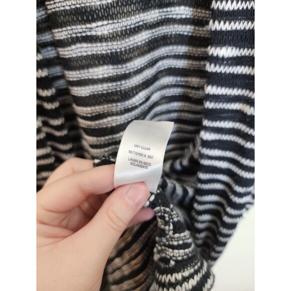 Splendid Cardigan XS Black White Striped Hooded Open Front Knit Sweater Made USA - Picture 7 of 7
